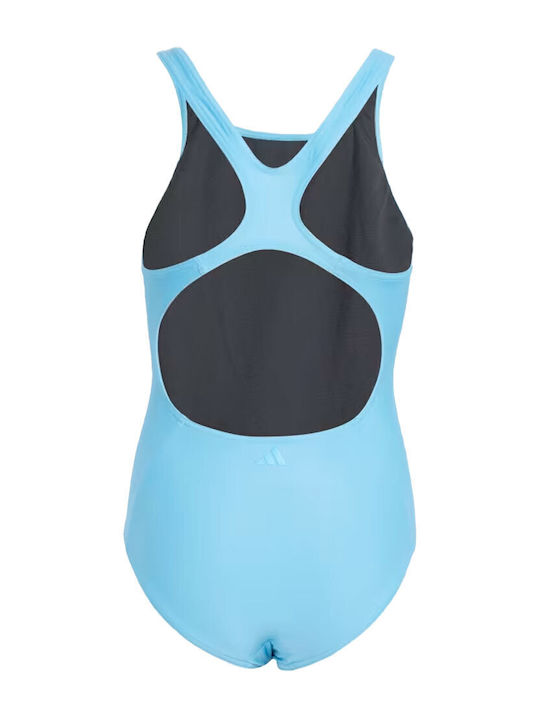 adidas Big Bars Suit Детски Бански Една част Светлосин adidas Big Bars Suit Детски Бански Една част Светлосин