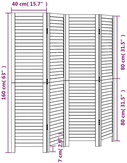 vidaXL Dekorativer Paravent Hölzernes mit 4 Blättern 140x160cm