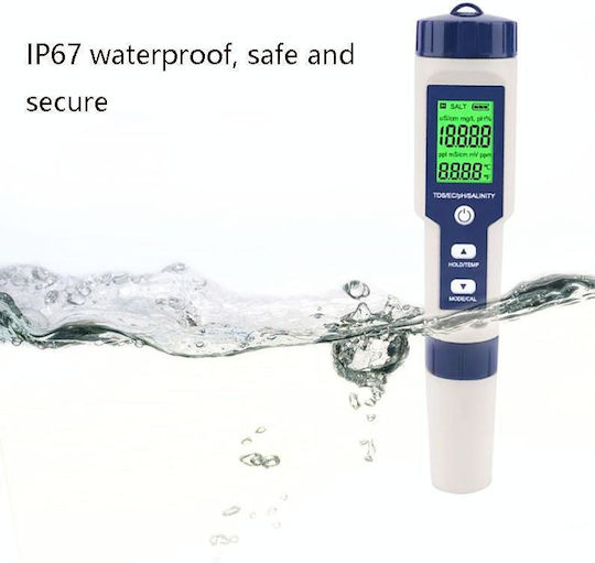 Ez-9909 Ph Соленост Температура Tds Ec 5-в-1 Тест Pen Многофункционален детектор за качество на водата
