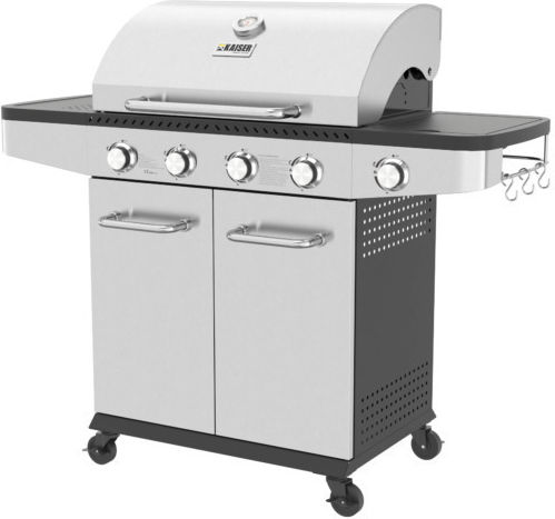 Kaiser Gasgrill Gusseisen Rost 70cmx42cmcm mit 4 cm 12kW und Seitenbrenner