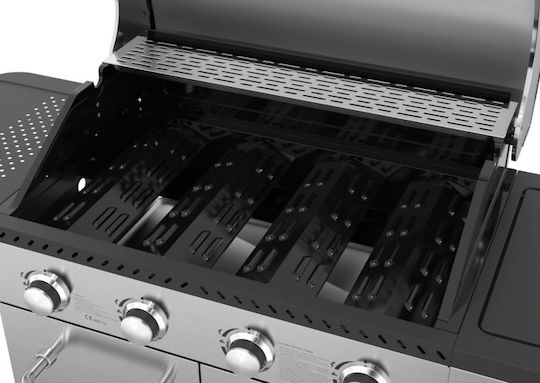 Kaiser Gasgrill Gusseisen Rost 70cmx42cmcm mit 4 cm 12kW und Seitenbrenner