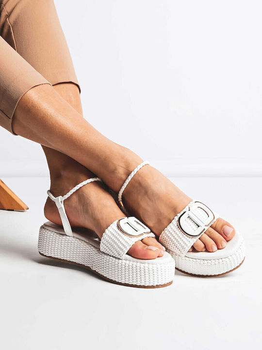 Flache Sandalen für Damen Flatforms in Weiß Farbe