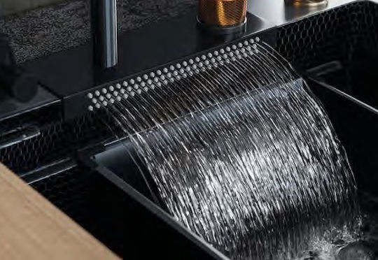 Sanitec Drop-In Chiuvetă Stânga Inox cu robinet L80xW45cm Negru