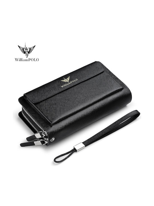 William Polo Men's Leather Card Wallet Black