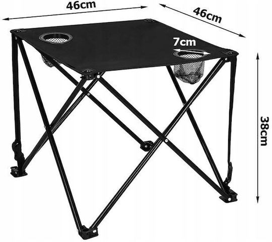 Table Metal for Camping Foldable 46x46x38cm Black