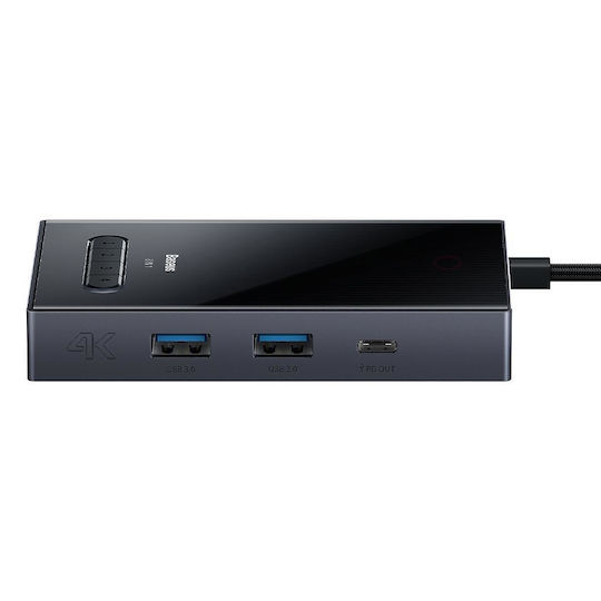 Baseus PioneerJoy 8in1 USB-C Docking Station with HDMI/DisplayPort 4K PD Ethernet Gray