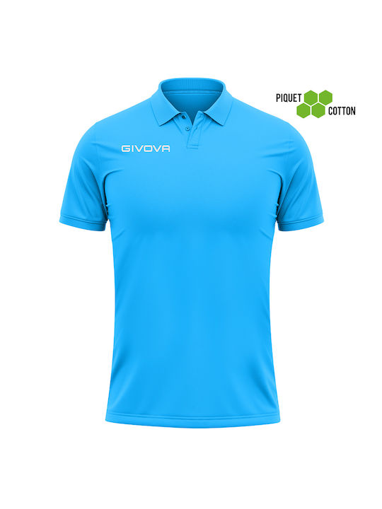Givova Summer Men's Athletic Short Sleeve Blouse Polo Blue