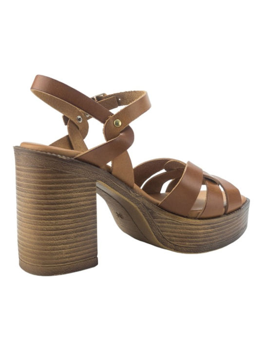 Baroque Leather Women's Sandals Tabac Brown