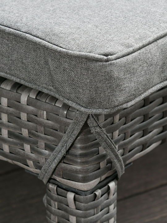 Liegestuhl Rattan mit Kissen Gray 2Stück 196x65x22cm.
