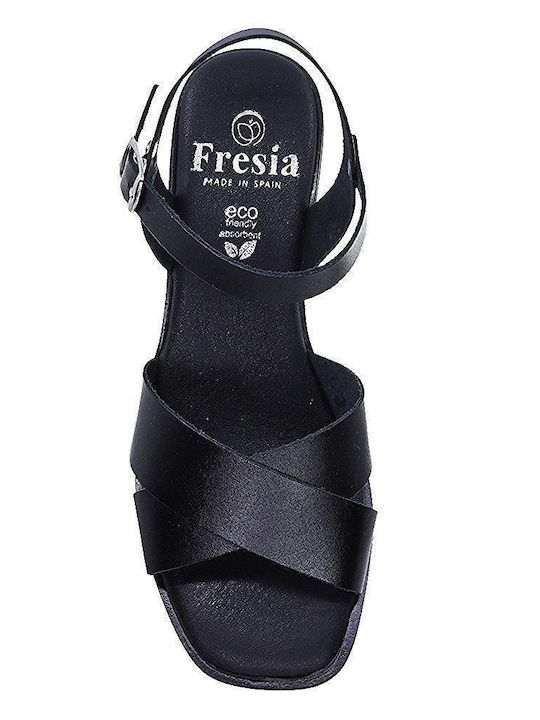 Anatomic Leather Women's Sandals with Ankle Strap Black