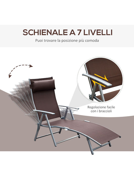 Liegestuhl Relax mit Kissen Braun 180x63.5x33cm.