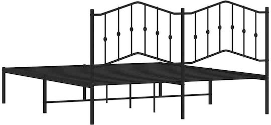 King Size Metallbett Schwarz mit Lattenrost für Matratze 183x213cm