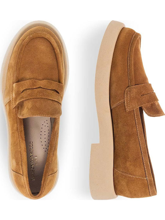 Leather Women's Moccasins in Tabac Brown Color