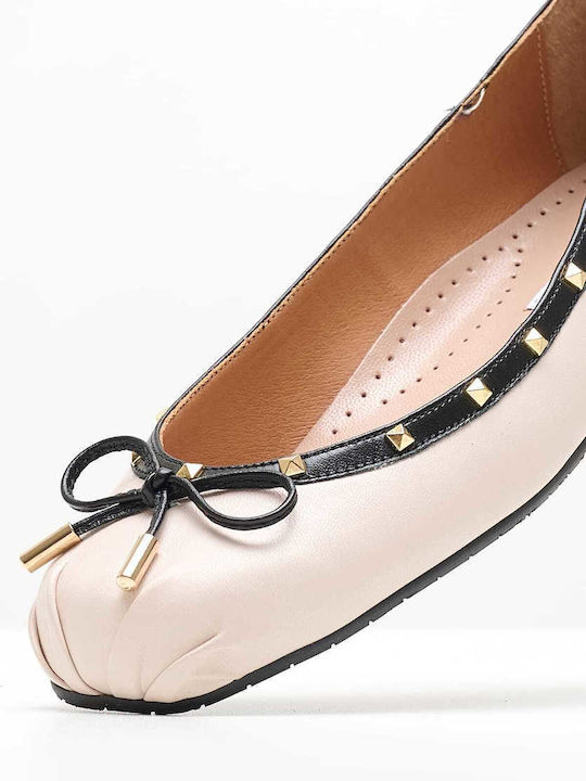 Mortoglou Leather Ballerinas Pink