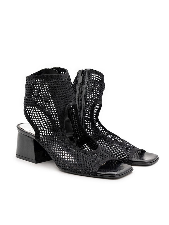 Βαβουλάς Leather Women's Ankle Boots Black