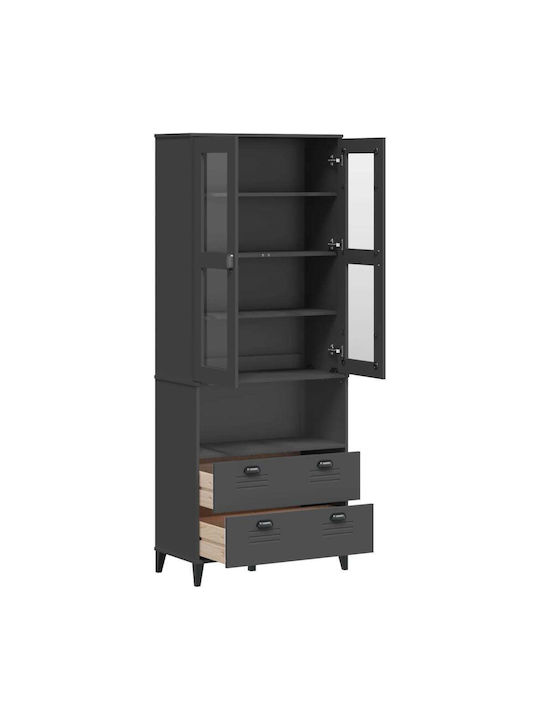 Boden Wohnzimmer-Vitrine mit Glas Charcoal Grey 80x40x200cm