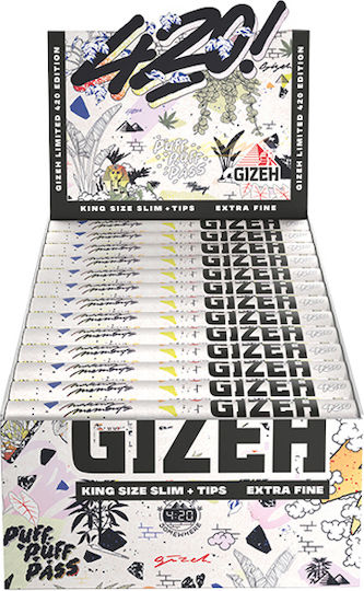 Gizeh Zigarettenpapiere Schlank King Size mit Kegelspitzen 34 Blätter 24Stück