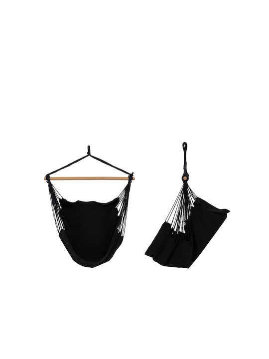 Leagăn Suspendat Fotoliu Cu Pernă Material Textil Negru L96xA115xÎ115cm