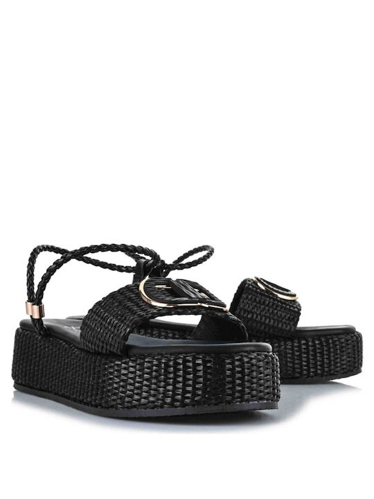 Mariella Fabiani Women's Flat Sandals Flatforms in Black Color