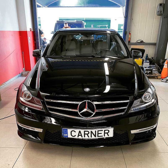 Front Lights Set Mercedes-Benz C-Class W204 11-14 Drl & Led Flasher Black H7 Motor