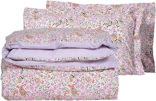 Das Home Set Cearșafuri Semi-Dublu cu Elastic 120x200+35cm. Casual 5414 Lilac, Beige, Pink 3buc