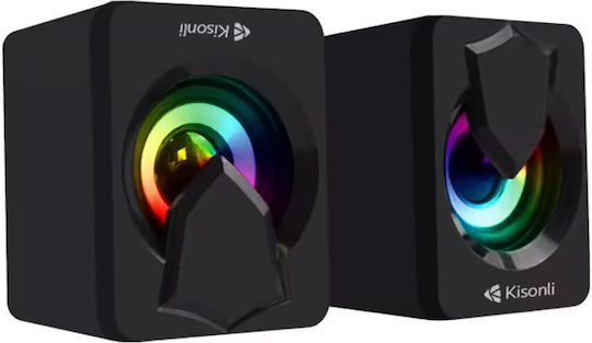 Kisonli L-1030 2.0 Speakers with RGB 2.5W Black