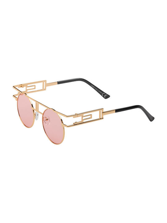 Sunglasses with Gold Metal Frame and Pink Lens 01-9897-Gold-Pink