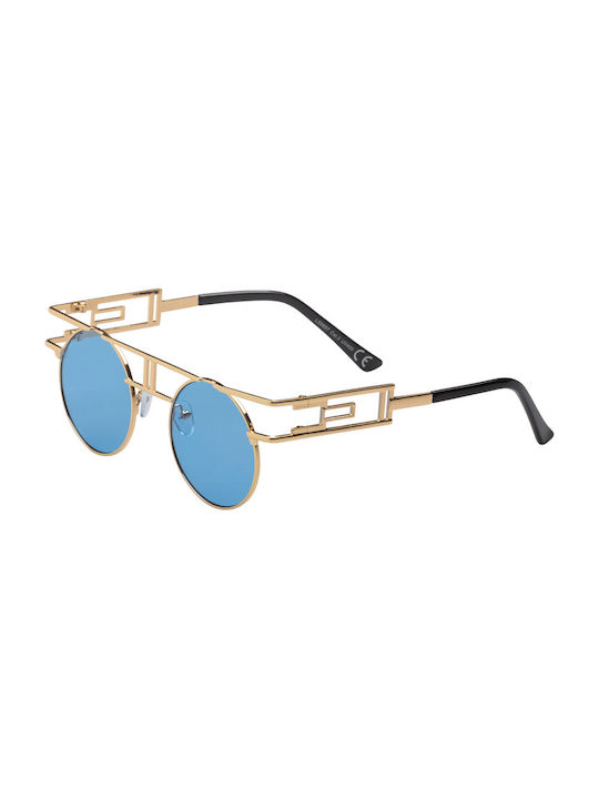 Sunglasses with Gold Metal Frame and Light Blue Lens 01-9897-Gold-Light Blue