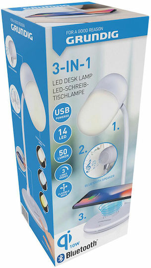 Grundig Kunststoff Tischlampe LED mit Weiß Schirm und Basis