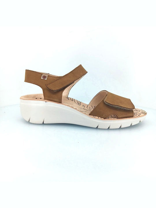 Laura Azana Leather Women's Flat Sandals Anatomic in Tabac Brown Color