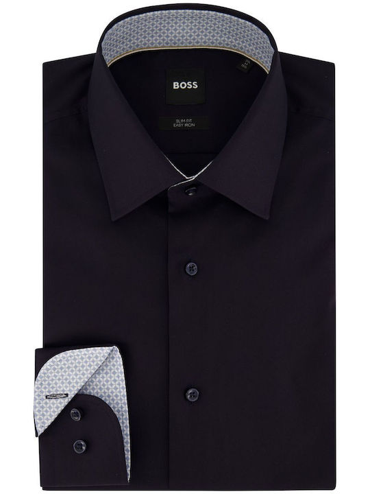 Hugo Boss Cămașă Bărbătească Bumbac dark blue