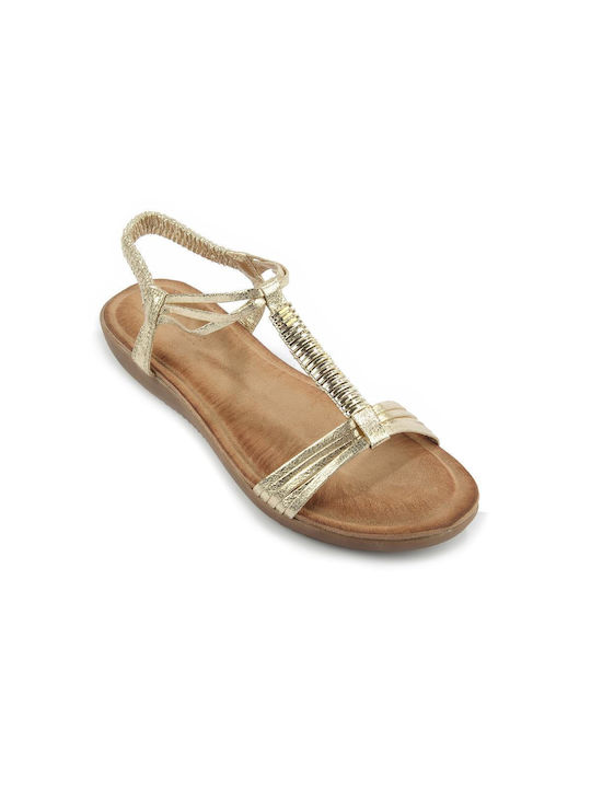 Fshoes Damen Flache Sandalen in Gold Farbe