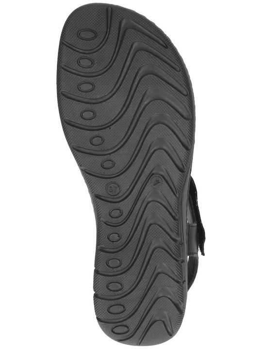 Leather Women's Flat Sandals Anatomic in Black Color