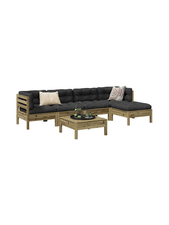 vidaXL Garten- und Outdoor-Möbelsets Typsatz Wohnzimmer 6 Stück Anthrazit mit Kissen
