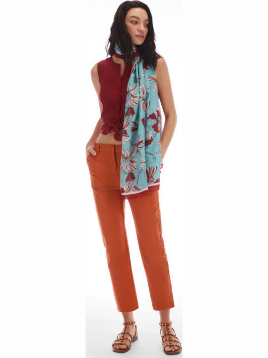 Women's Fabric Trousers Regular Fit Orange
