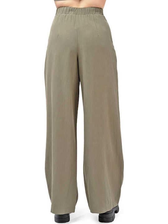 Moutaki Women's Fabric Palazzo Pants Khaki