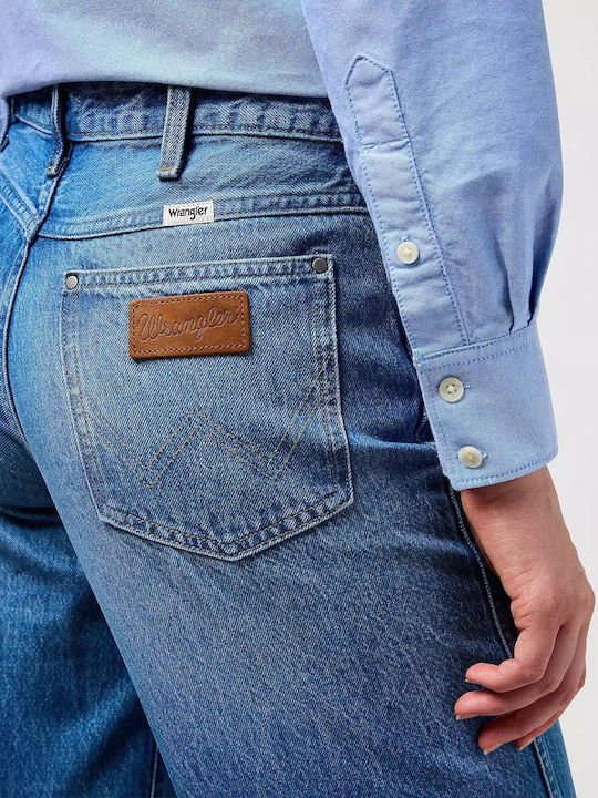 Damen Stoff Hose in Weitem Schnitt Blau