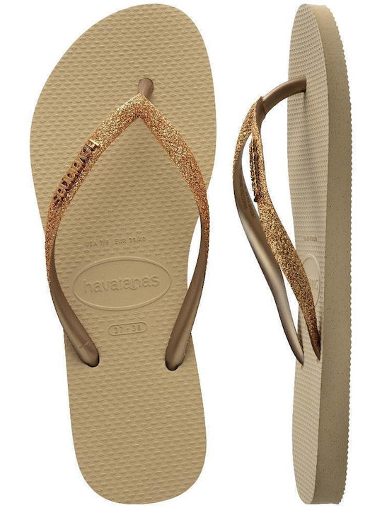 Slim Glitter II Flip Flops Sand/Golden Light Metalico