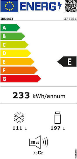 Indesit Ψυγειοκαταψύκτης 308lt Υ176.3xΠ59.5xΒ65.5εκ. Inox LI7 S2E S
