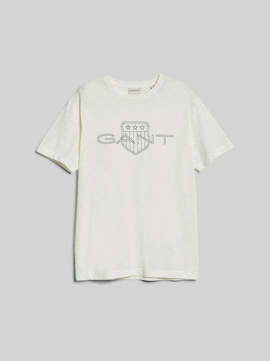 Gant Herren T-Shirt Kurzarm Ecru