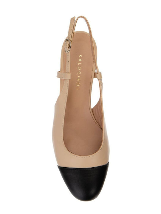 Δαντε Lea Δαντε Slingback Καλογηρου Beige-black Δέρμα
