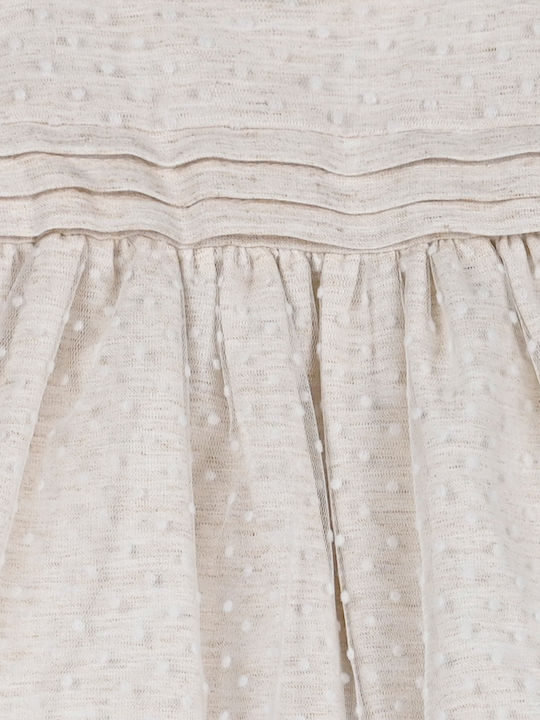 Kinderkleid Langärmeliges Tüll Set aus 2 Mit Slip Beige