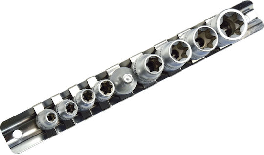 Geko Καρυδάκια Torx με Καρέ Υποδοχής 1/4", 3/8" Σετ 9τμχ