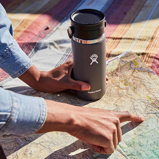 Hydro Flask Hydro Flask Wide Mouth Bottle Thermos Stainless Steel BPA Free 500ml Gray