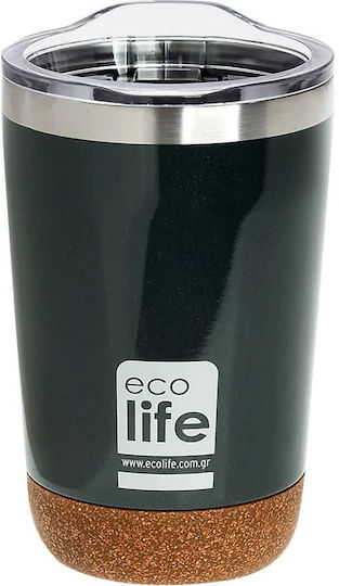 Ecolife Glass Thermos Stainless Steel BPA Free 370ml Dark Green