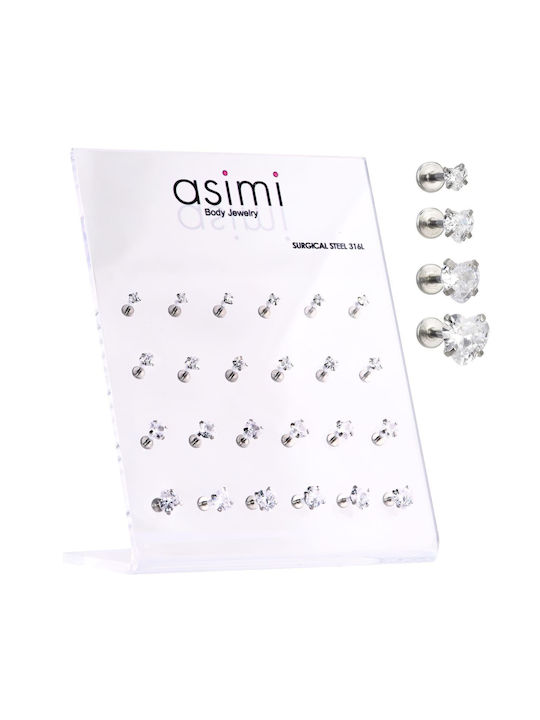 Cercei Inimă Tragus Zircon 3-4-5-6mm Oțel chirurgical 316l