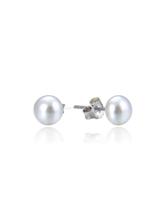 Silver Rhodium Plated Fake Pearl Earring 6-8-10mm