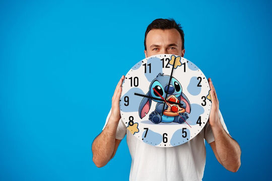 Stitch Pizza Ρολόι Τοίχου Ξύλινο 30cm