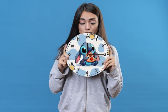 Stitch Pizza Ρολόι Τοίχου Ξύλινο 20cm