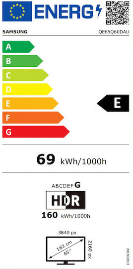 Samsung Smart Τηλεόραση 65" 4K UHD QLED Q60D HDR (2024) QE65Q60DAUXXH